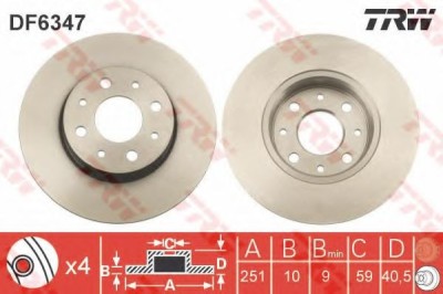 Disc frana ALFA ROMEO MITO (955) (2008 - 2016) TRW DF6347 foto