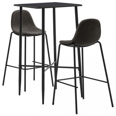 vidaXL Set de bar, 3 piese, gri &amp;icirc;nchis, material textil foto