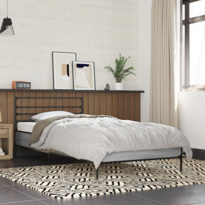 vidaXL Cadru de pat, gri sonoma, 100x200 cm, lemn prelucrat și metal foto