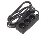 Prelungitor alimentare 3 prize PVC negru 3m 16A