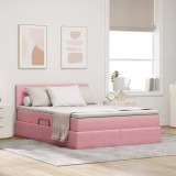 Cumpara ieftin Pat cu LED si saltea Roz 140 x 200 cm Catifea