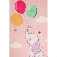 Covor antiderapant pentru copii Balloons Pink 150x200 cm