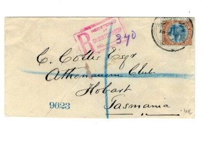 New Zealand 1903 - Plic circulat in Tasmania, recomandat foto
