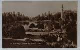 BUCURESTI , PARCUL CAROL , CU LACUL SI MOSCHEEA , FOTOGRAFIE FORMAT CARTE POSTALA , 1921