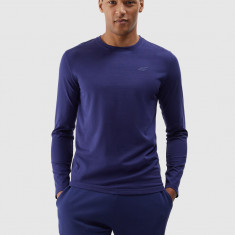 Tricou unicolor cu mânecă lungă pentru bărbați - bleumarin