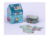 Puzzle APLI - Safari puzzle in cutie de depozitare in forma de casuta, 24 piese