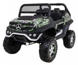 Masinuta electrica Mercedes BENZ UNIMOG, 4 motoare, 2 locuri, roti spuma EVA, Bluetooth, negru Army
