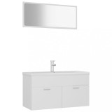 Set mobilier de baie, alb, lemn prelucrat