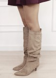 Cumpara ieftin Cizme lungi kaki cu toc mic 2512A 117