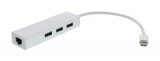 Adaptor USB-C la Gigabit Ethernet si 3x USB3.0, Well