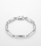 Cumpara ieftin Bratara din Argint 925 cu Zale Alungite si Placute Gravate cu Model Grecesc Versaci, 20 cm, 14.07g