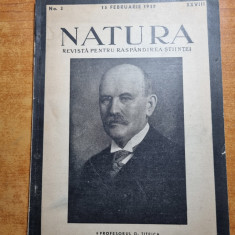 revista natura 15 februarie 1937-moartea lui g. titeica,articol muzeul antipa