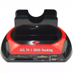 Dock hard disk, cu usb, dual, SATA 3.5/2.5, Gonga® Negru/Rosu