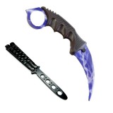 Cumpara ieftin Cutit tip Briceag pentru Antrenament negru 23 cm si Karambit albastru Nor Nervos vara Varf si fara taius