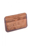 Cumpara ieftin Portcard minimalist din piele naturala, lucrat si cusut manual, Leto, Handmade, Maro CrazyHorse, Produs in Romania, Elyk Creation