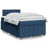 VidaXL Pat box spring cu saltea, albastru, 120x190 cm, material textil 3287027