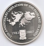 Falklands - Medalie - 2007 - A 25-a aniversare a eliberării Insulelor Falkland, Argint (5 Oz) 141.74 g/999, 65mm, Md5, UNC !!!, America Centrala si de Sud