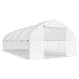 Outsunny Seră tip tunel 6x3x2 m cu Anti-UV și Ușă rulou cu fermoar Pereți laterali cu plasă Alb | Aosom Romania
