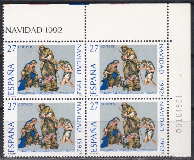 Spania 1992 - Crăciun, Bloc de 4, MNH foto