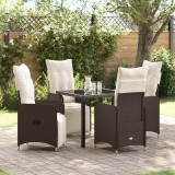 vidaXL Set de masă pentru grădină cu pernă 5 pcs Maro Rattan poli