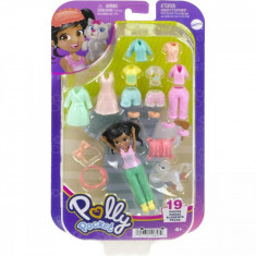 Mini papusa cu animalut si haine de schimb Polly Pocket, HKV92