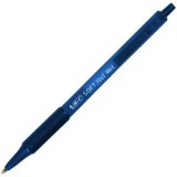 Pix cu bila Bic SoftClic, 1. 0mm, cu mecanism, corp semitransparent in culoarea scrisului, grip cauciucat, Albastru