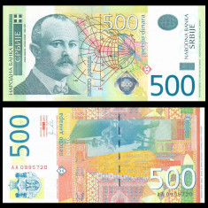 SERBIA █ bancnota █ 500 Dinara █ 2011 █ P-59a █ Seria AA █ UNC █ necirculata