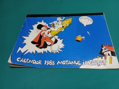 CALENDAR MOTANUL &amp;Icirc;NCĂLȚAT 1988/ DESEN CLOȚAN ANA, TEXT SPANACHE MARIA * foto