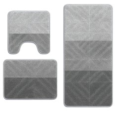 Set covorase baie 3 piese Model Geometric, Gri 60x100cm foto