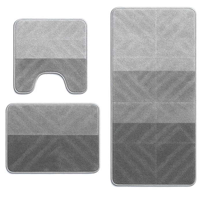 Set covorase baie 3 piese Model Geometric, Gri 60x100cm