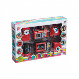 Set de joaca mini bucatarie, aparate de uz casnic mici, 6 piese, pentru copii, rosu, Flippy