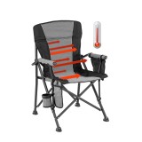 Fotoliu Incalzit Leziter Premium Gri, Pliabil, Cu Suport Pahare, Oxford 600D, Otel, Capacitate 125kg, Ideal Pescuit/Camping