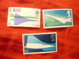 Serie Marea Britanie 1969 - Aviatie - Concorde , 3 valori, Nestampilat