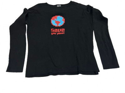 Bluza Save your planet , culoarea negru , marimea 10-11 ani foto