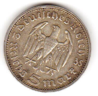 GERMANIA 5 MARCI REICHSMARK 1935 Lit. E foto