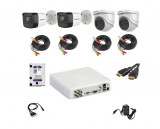 Kit supraveghere video Hikvision 5MP format din 2 camere interior 2 camere exterior DVR 4 canale si accesorii complete incluse