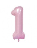 Balon folie cifra 1 roz pal - 100 cm