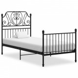 VidaXL Cadru de pat, negru, 90x200 cm, metal și placaj