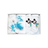 Trusou Botez cu 7 piese - Mickey Mouse brodat - ALB - TURCOAZ - TB86