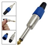 Conector jack 6,3mm, mono, albastru, pe cablu - 121182
