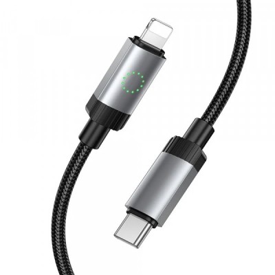 Cablu Date si Incarcare USB-C - Lightning HOCO X117, 27W, 1m, Negru foto