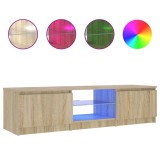 Cumpara ieftin Comoda TV cu lumini LED, stejar fumuriu, 140x40x36 cm