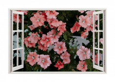 Autocolant decorativ, Fereastra, Arbori si flori, Multicolor, 83 cm, 297ST foto