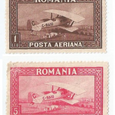 |Romania, LP 80/1928, C. Raiu - Posta aeriana, filig. orizontal, deparaiate, MLH
