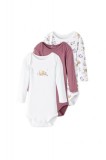 Set Haine Bebelusi Name It 0-1 Luni, Bumbac, Alb/Mov - Body, Pantaloni, Bluza