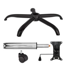 Set placuta balans metalica 20 cm x 15 cm, rolă universală s, &Oslash;11 mm,baza 64 cm si cilindru piston, gaz, pentru scaune birou, argintiu, 35 cm