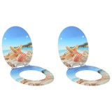 vidaXL Capacul de toaletă 2 pcs Scoica Mării 44 x 38 cm Placă MDF 3414533