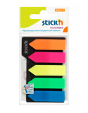 Stick Index Plastic Transparent Color 42 X 12 Mm, 5 X 25 File/set, Stick&quot;n - 5 Culori Neon - Sageata