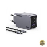 Incarcator Retea Cu Cablu USB-C UGREEN X755 Nexode Pro 65W 3A 1 x USB-A - 2 x USB-C Gri