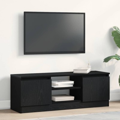 vidaXL Dulap TV Stejar Negru 102x30x36 cm Lemn prelucrat foto